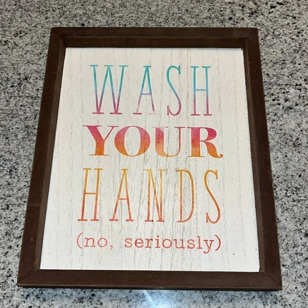 Funny Bathroom Kitchen Wall Decor Sign Wash Your Hands Ready to Hang kids room